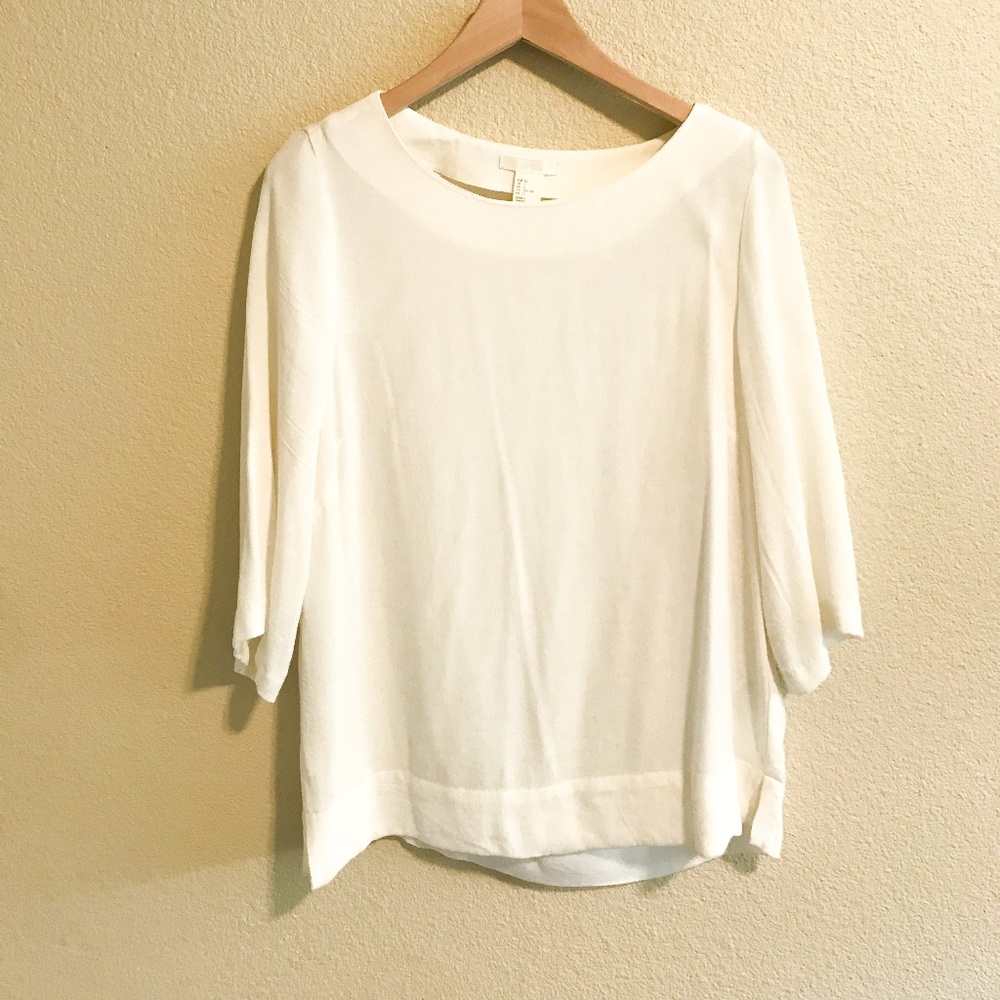 H&M Ivory White Quarter Length Blouse